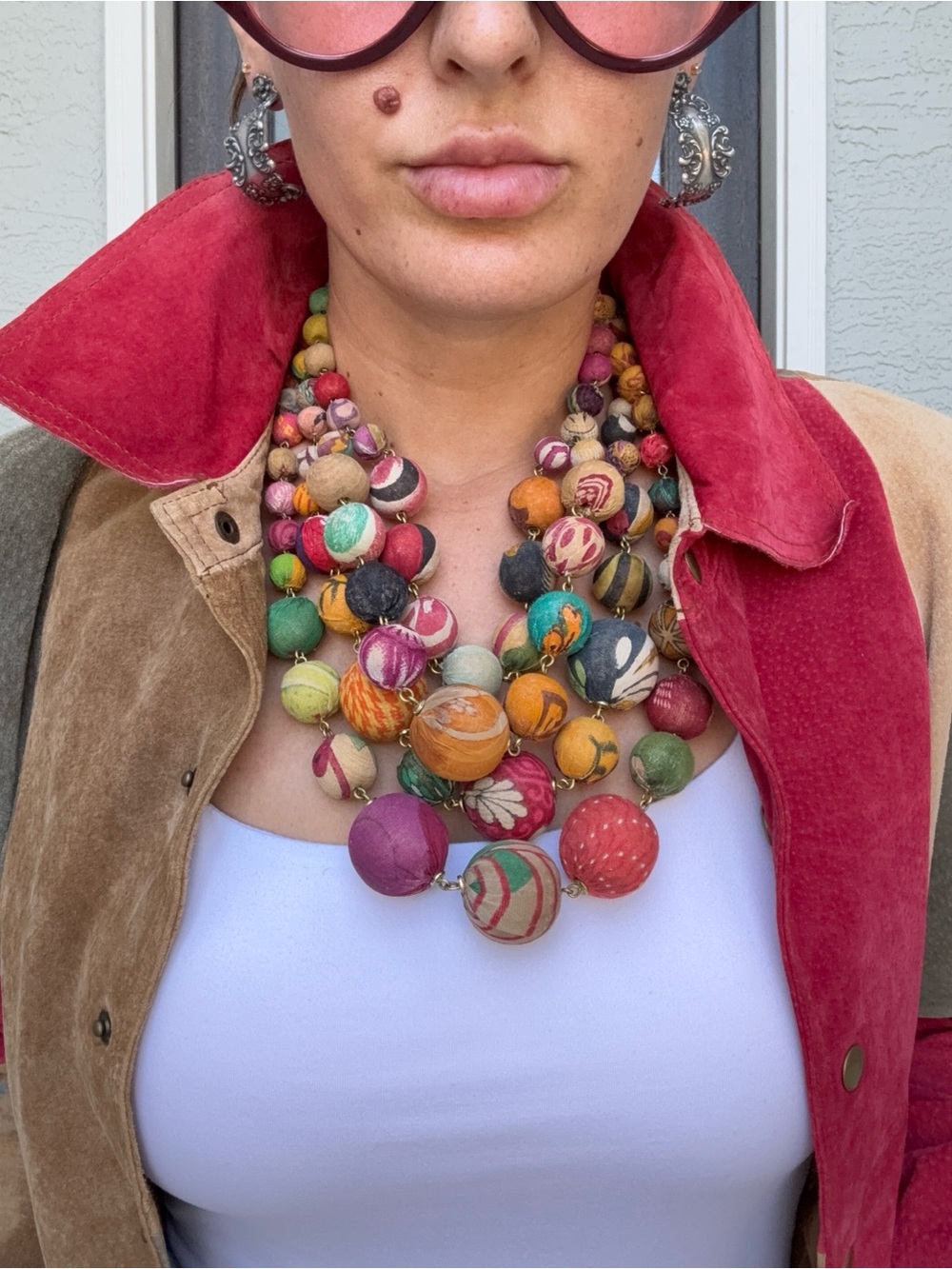 Multicolor Chunky Statement Bead Necklace - Vibrant Boho Style